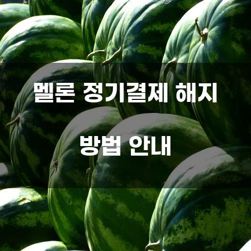 멜론 정기결제 해지 방법 안내