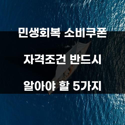 민생회복 소비쿠폰 자격조건 반드시 알아야 할 5가지