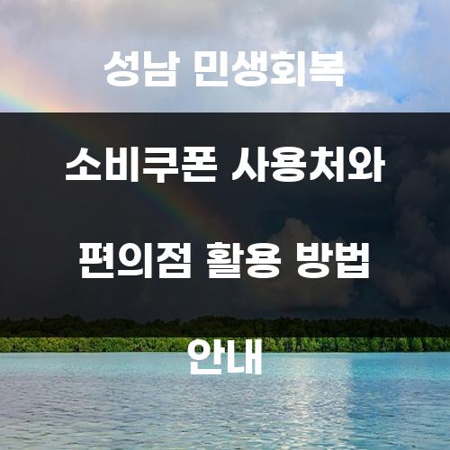 성남 민생회복 소비쿠폰 사용처와 편의점 활용 방법 안내