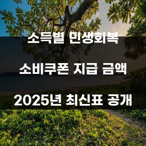 소득별 민생회복 소비쿠폰 지급 금액 2025년 최신표 공개